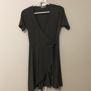 Dainty Hooligan olive/charcoal wrap dress